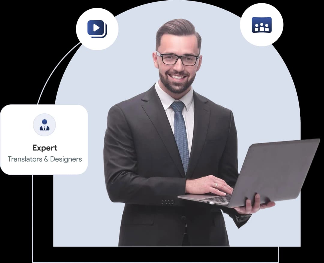 man standing with laptop